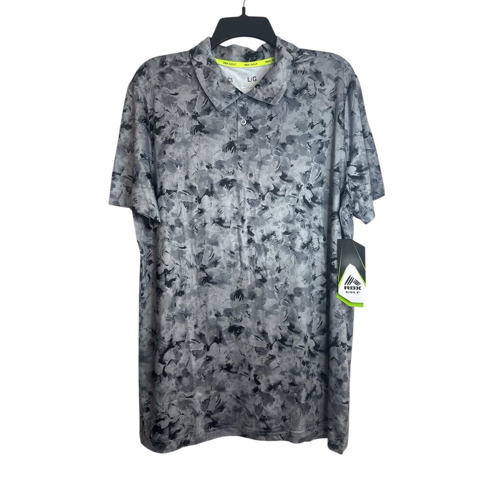 RBX GOLF X-Dri 18 Hole Golf Polo Men's Large Gray Short Sleeve‎ Breathable Soft